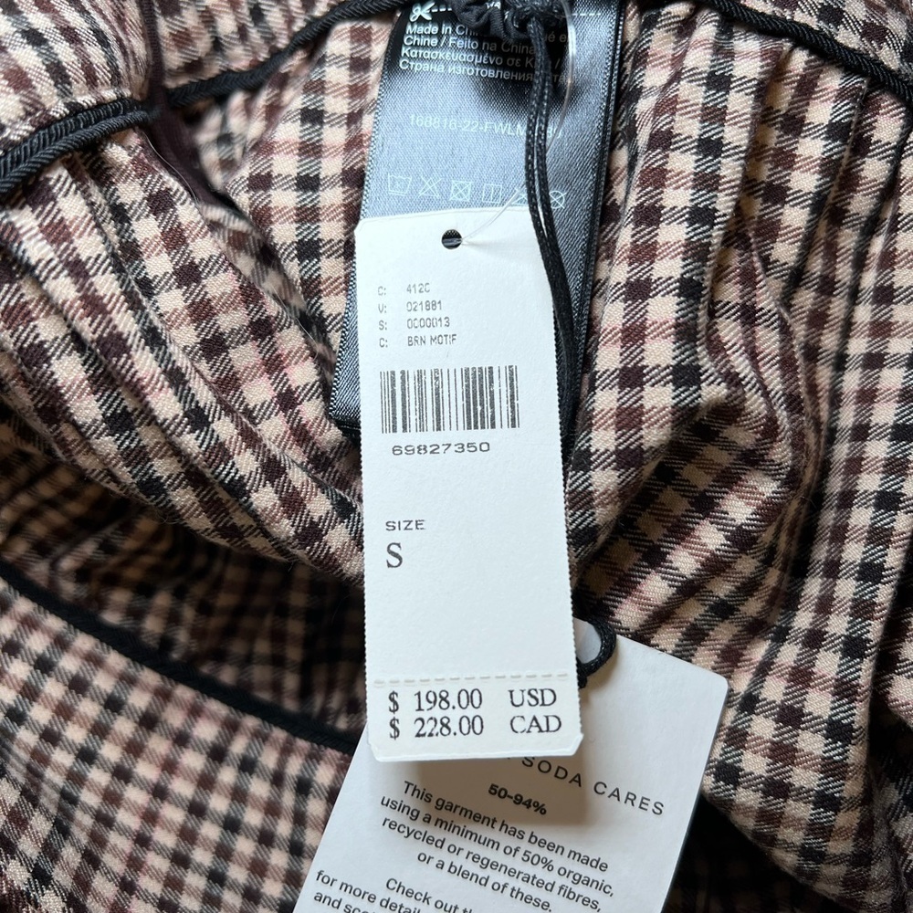 Scotch‎ & Soda Brown and Black Checkered Midi Skirt Size Small - Picture 12 of 12